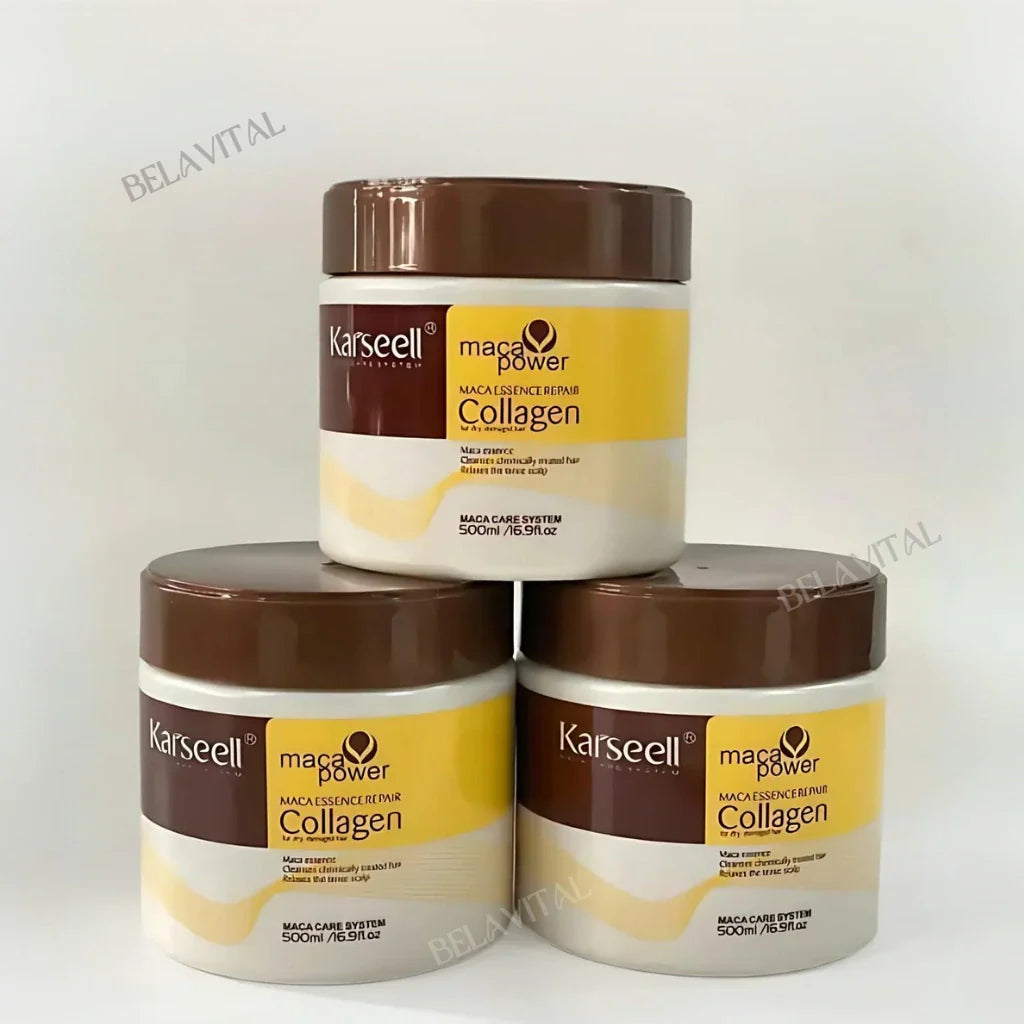 Máscara de Colágeno Karseell Original: Renovação e Brilho para Cabelos 500ml