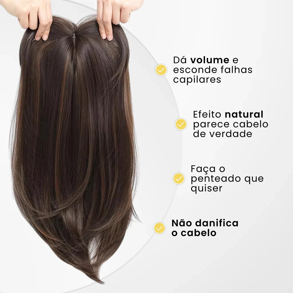 Top Closure - Topo de Cabelo Natural com Franja 45cm | Para Alopecia e Falhas