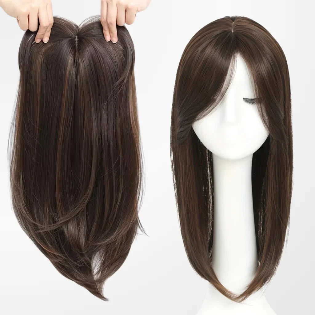 Top Closure - Topo de Cabelo Natural com Franja 45cm | Para Alopecia e Falhas