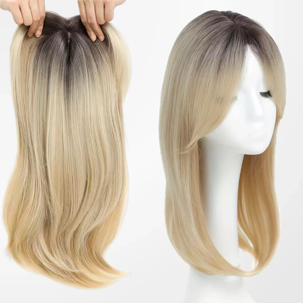 Top Closure - Topo de Cabelo Natural com Franja 45cm | Para Alopecia e Falhas