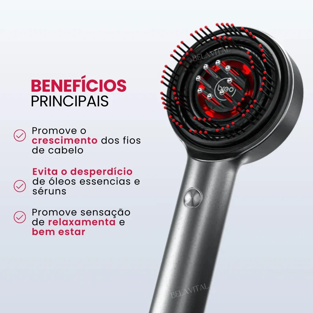 Pente BreoBrush: Terapia de Luz, Massageador e Difusor