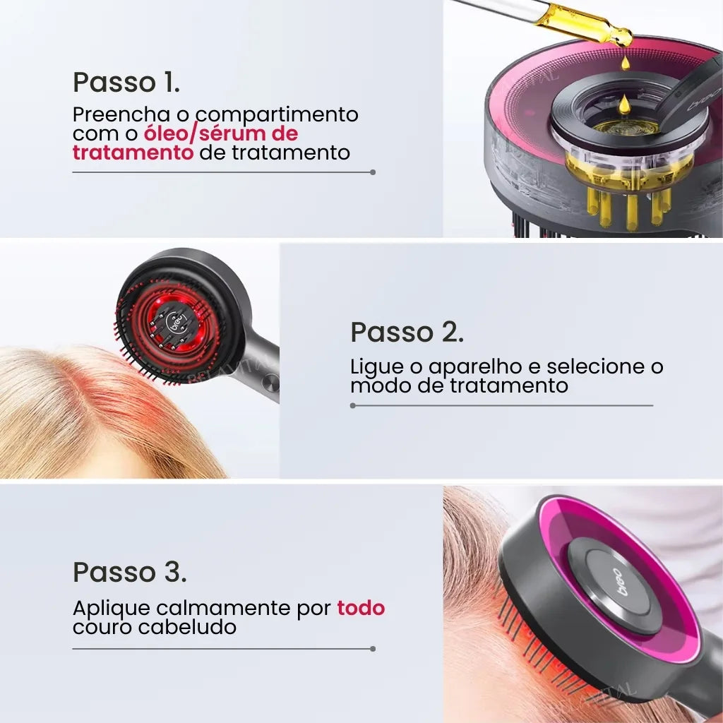 Pente BreoBrush: Terapia de Luz, Massageador e Difusor